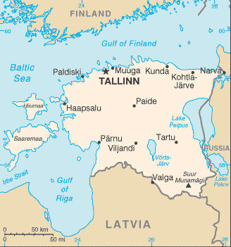 The map of Estonia